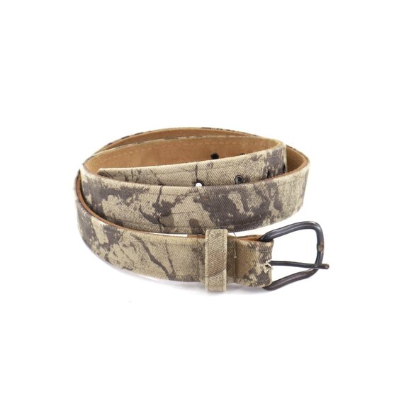 Unbranded Other - Camouflage Leather Belt Men's 38 Beige Casual Weekend Hunting Outdoor Rugged